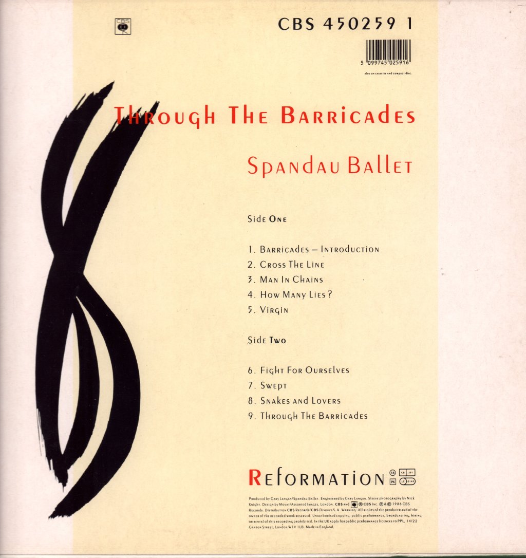 Spandau Ballet - Through The Barricades - Lp