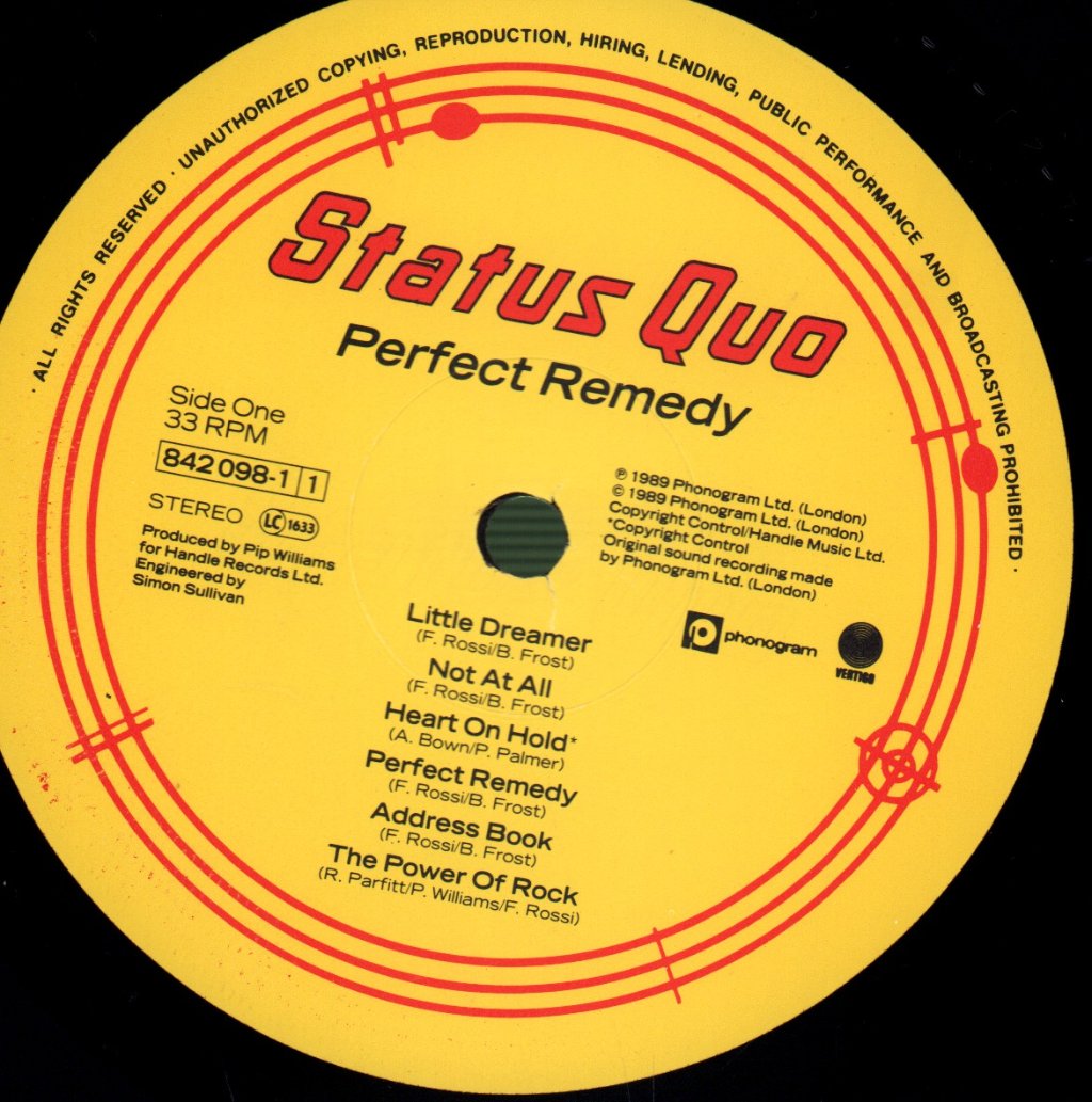 Status Quo - Perfect Remedy - Lp