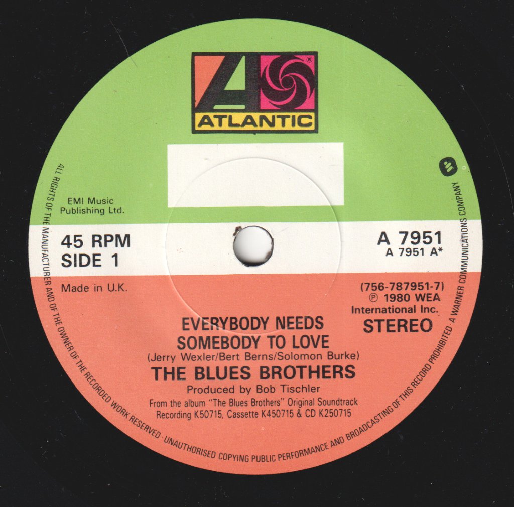 Blues Brothers - Everybody Needs Somebody To Love - 7 Inch