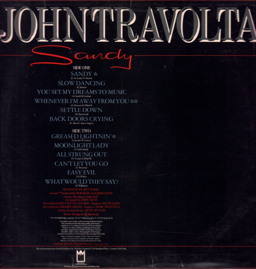 John Travolta - Sandy - Lp
