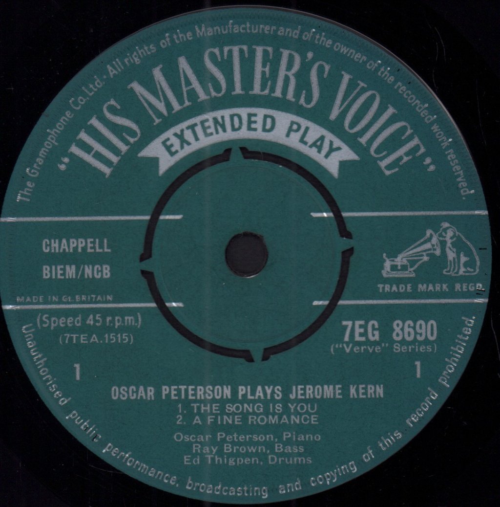 Oscar Peterson - Plays Jerome Kern - 7 Inch