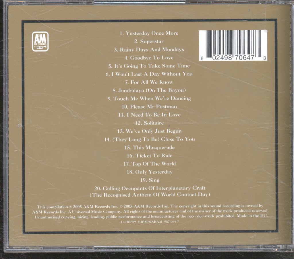 Carpenters - Carpenters Gold: Greatest Hits - Cd