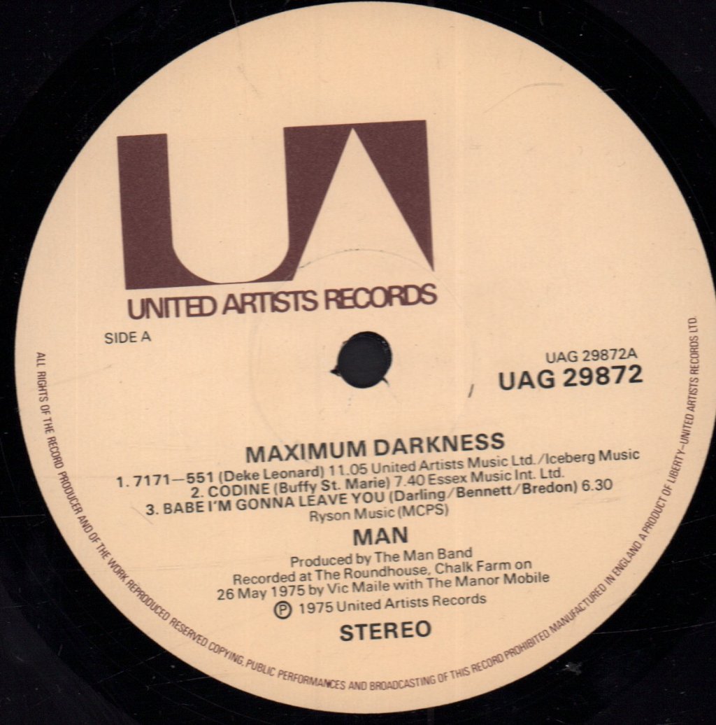 Man (Welsh Progressive Rock Group) - Maximum Darkness - Lp