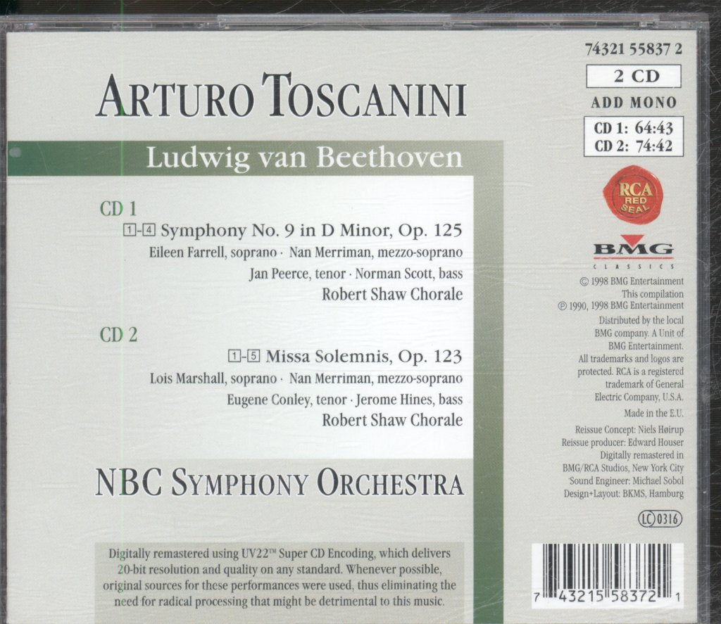 NBC Symphony Orchestra, Arturo Toscanini - Beethoven - Symphony No. 9 · Missa Solemnis - Double Cd