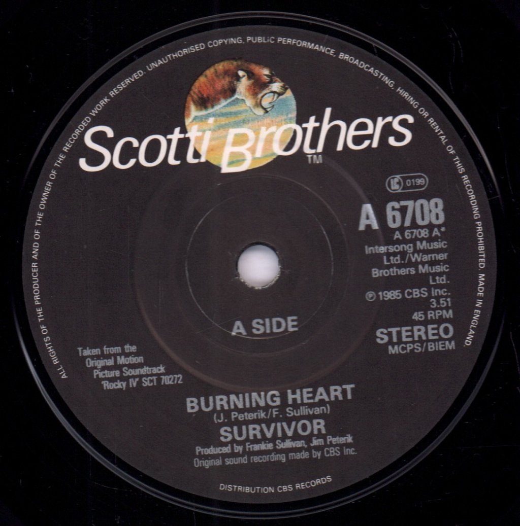 Survivor (AOR Group) - Burning Heart - 7 Inch