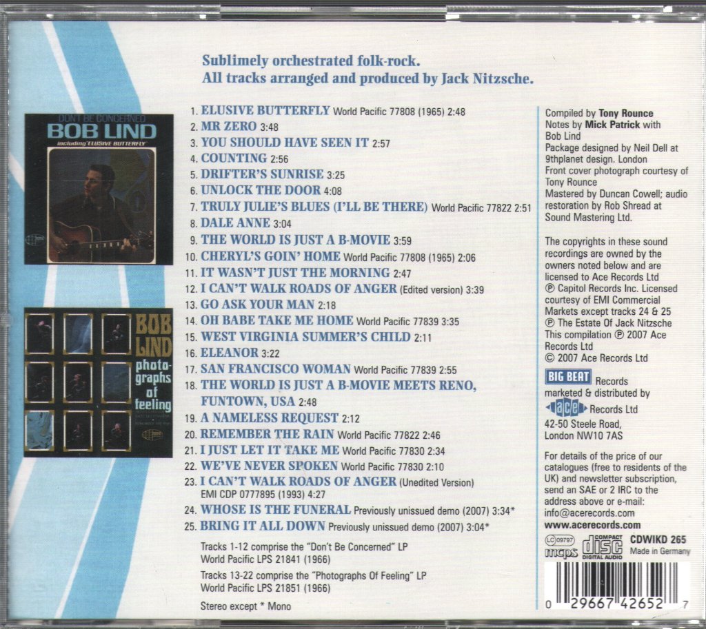 Bob Lind - Elusive Butterfly: The Complete Jack Nitzsche Sessions - Cd