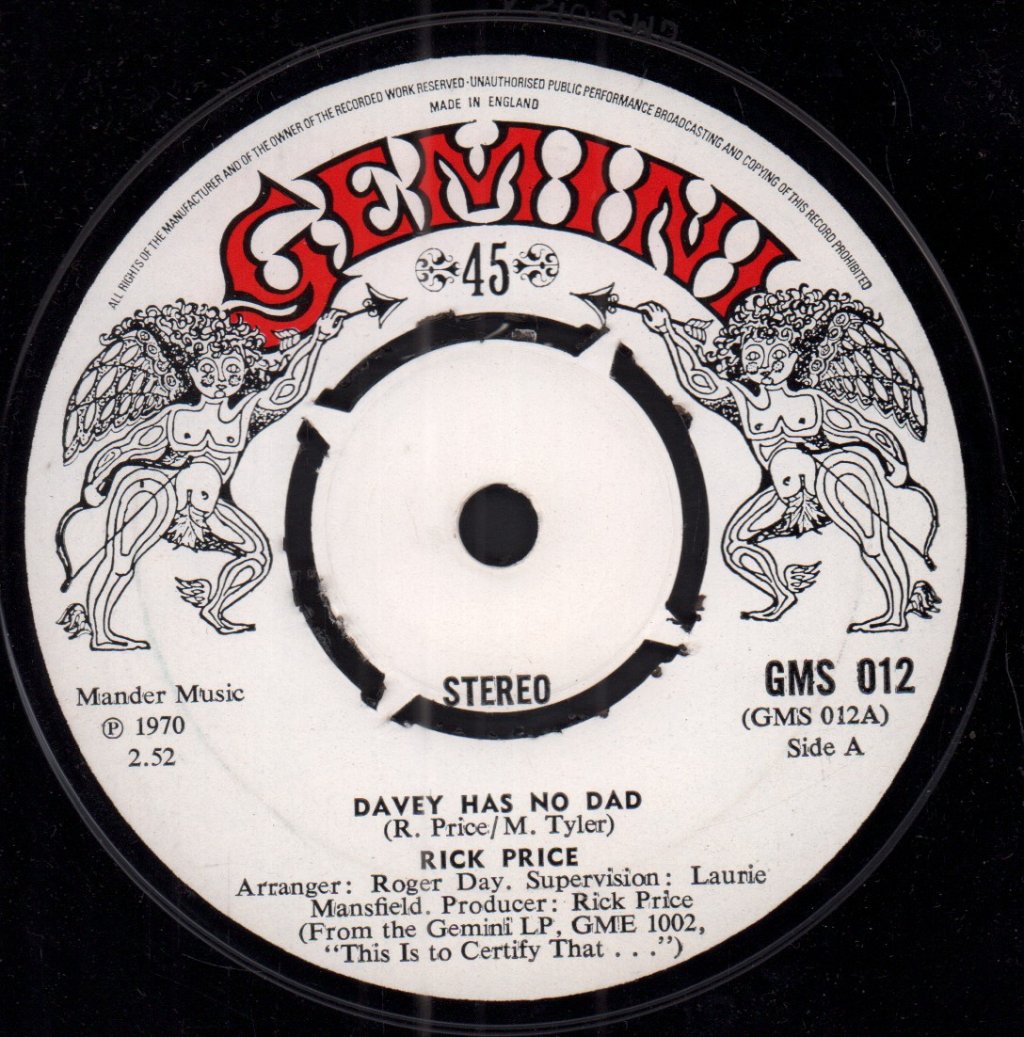 Rick Price (Ex Move Member) - Davey Has No Dad - 7 Inch