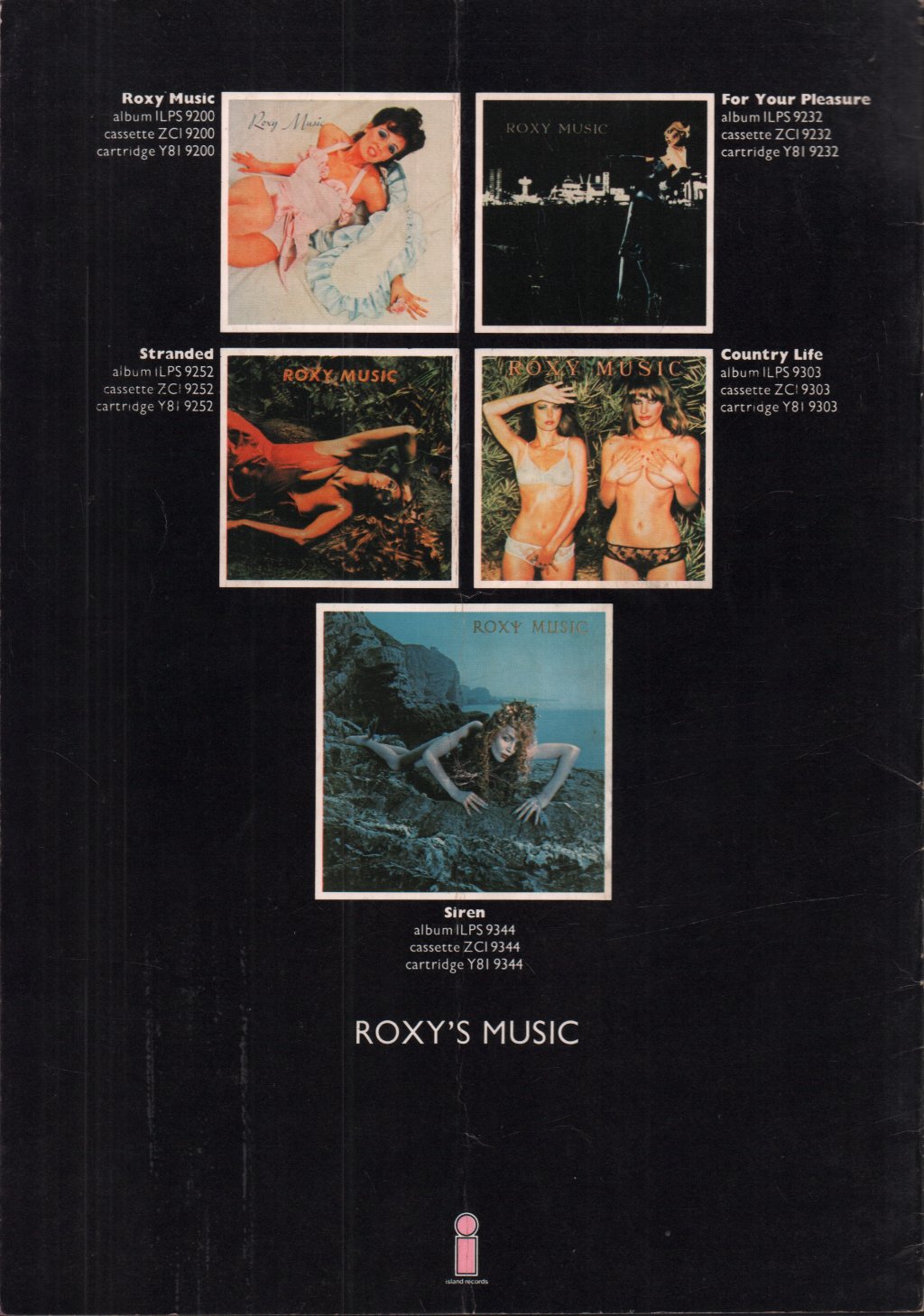 Roxy Music / Sadistic Mika Band - Siren - Tour Programme