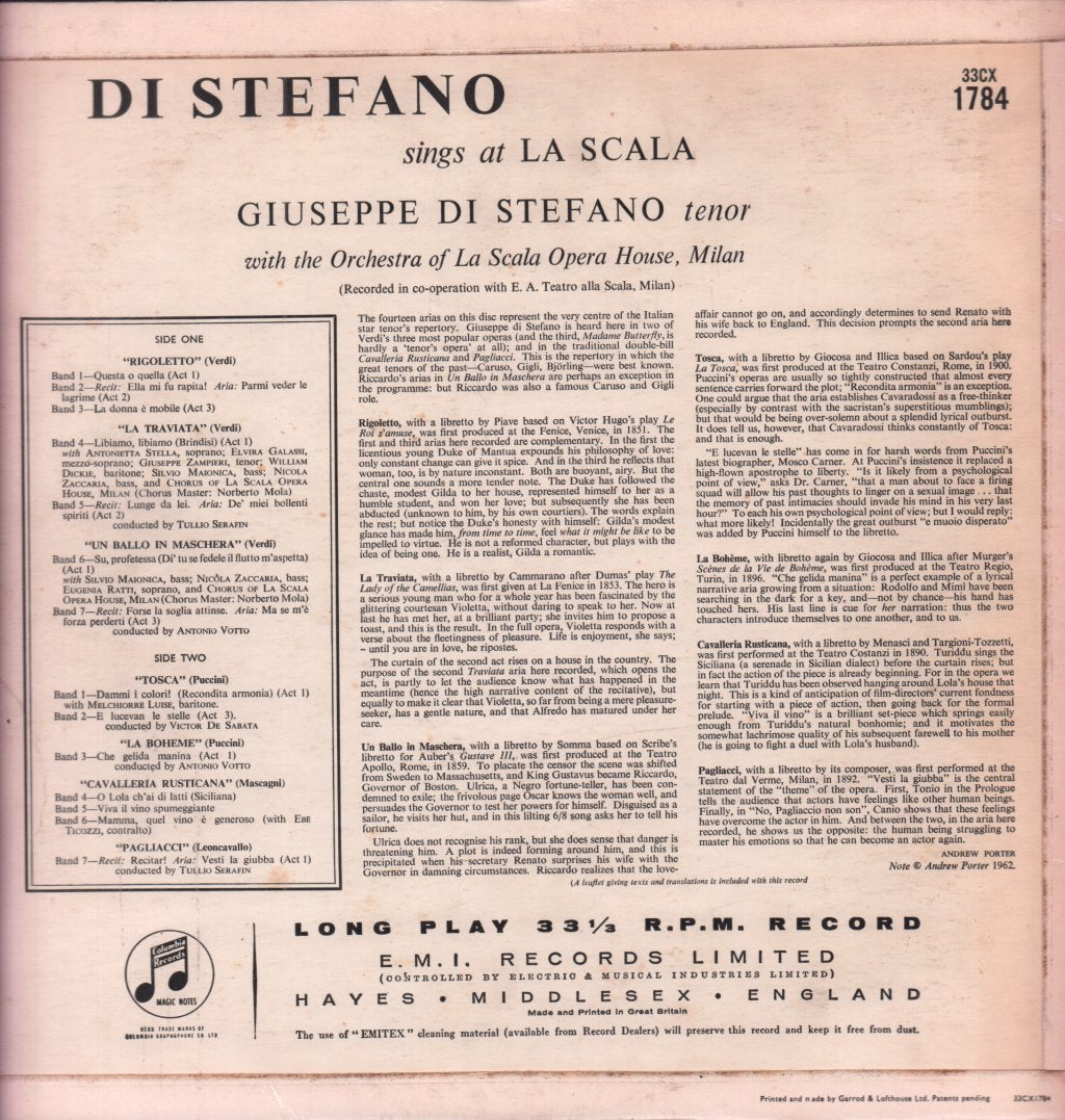 Giuseppe Di Stefano - Sings At La Scala - Lp