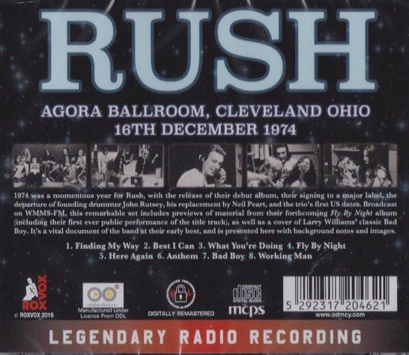 Rush - Agora Ballroom, Cleveland Ohio - 16th December 1974 - Cd