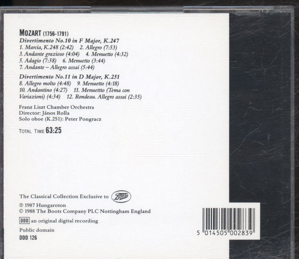 Franz Liszt Chamber Orchestra - Mozart - Divertimento In F, K. 247 / Divertimento in D, K 251 - Cd