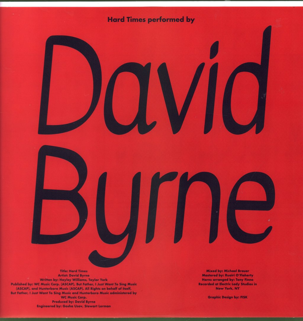 David Byrne / Paramore - Hard Times / Burning Down The House - 12 Inch