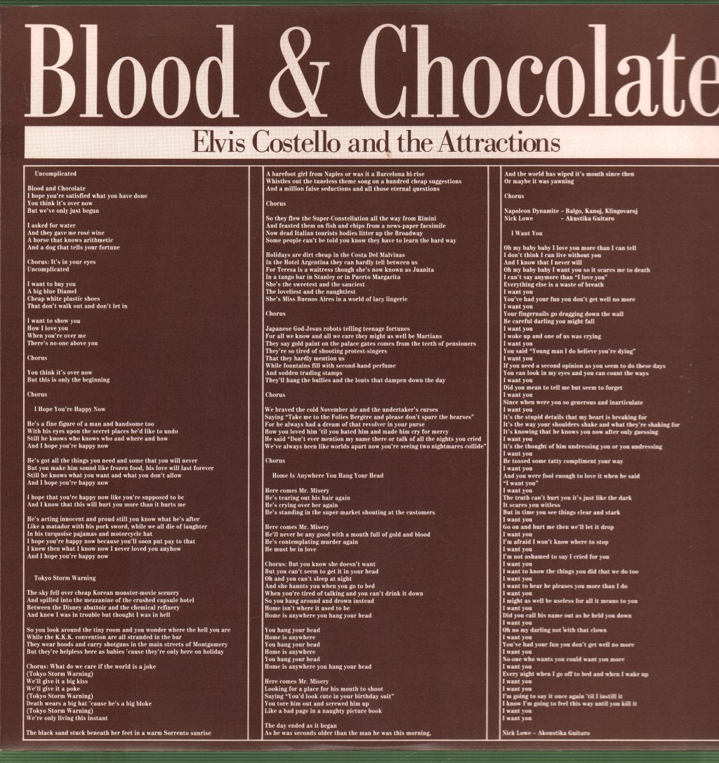 Elvis Costello And The Attractions - Blood & Chocolate - Lp