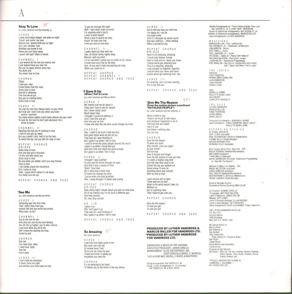 Luther Vandross - Give Me The Reason - Lp