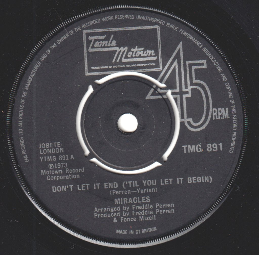 Miracles - Don't Let It End ('Til You Let It Begin) - 7 Inch