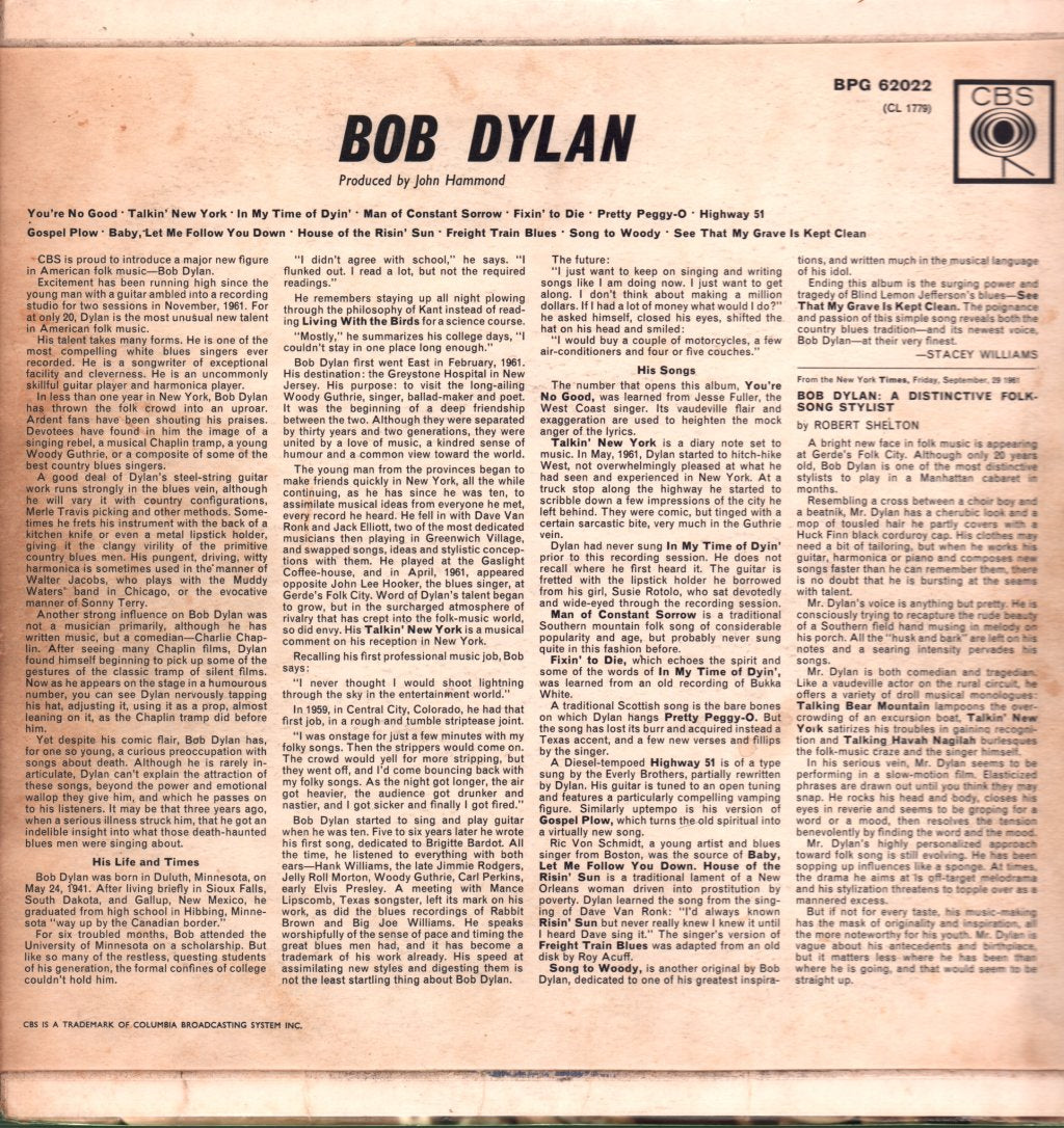 Bob Dylan - Bob Dylan - Lp
