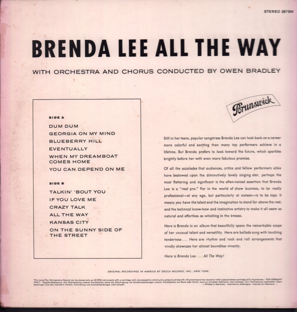 Brenda Lee - All The Way - Lp