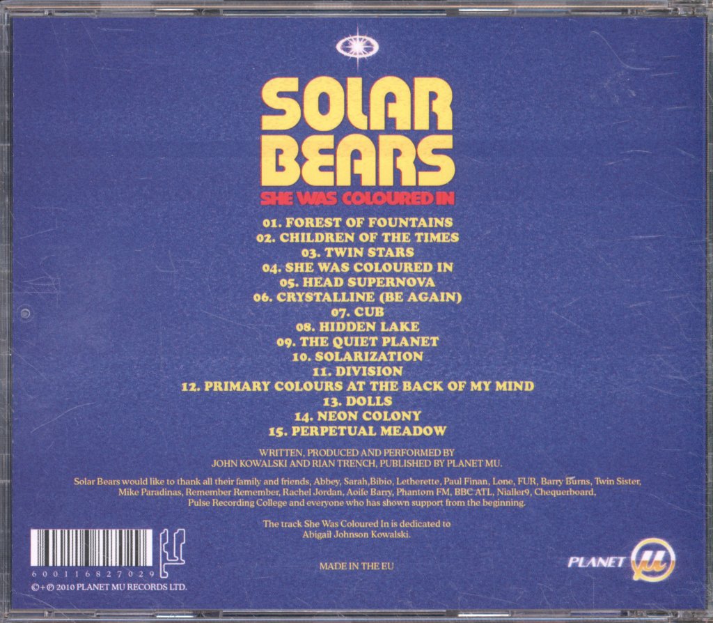 Solar Bears - She Was Coloured In - Cd