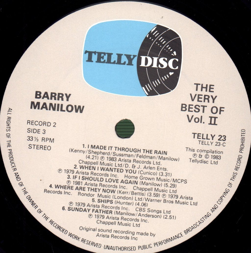 Barry Manilow - Volume 2 (Greatest Hits) - Double Lp
