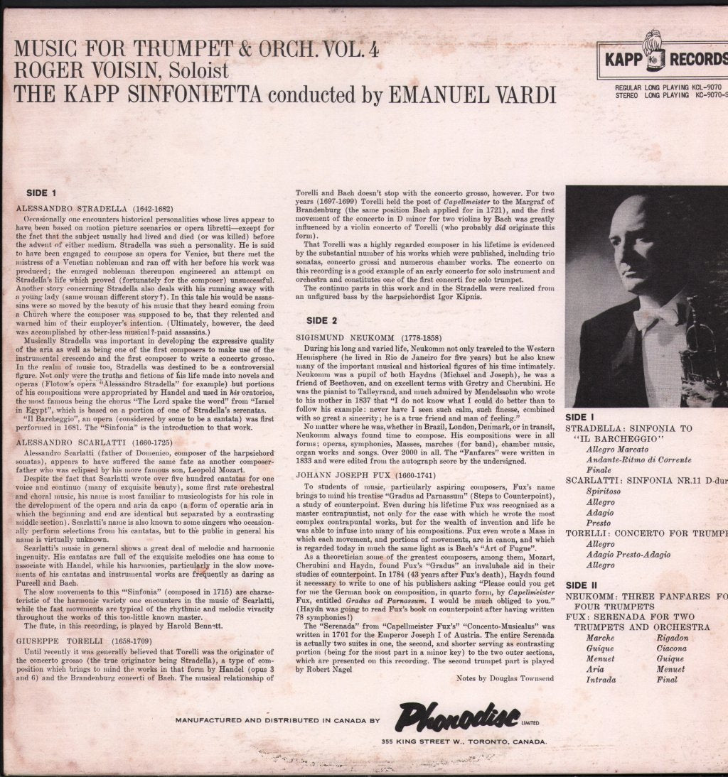 Roger Voisin / Emanuel Vardi / Kapp Sinfonietta - Music for Trumpet & Orchestra - Vol. 4 - Lp