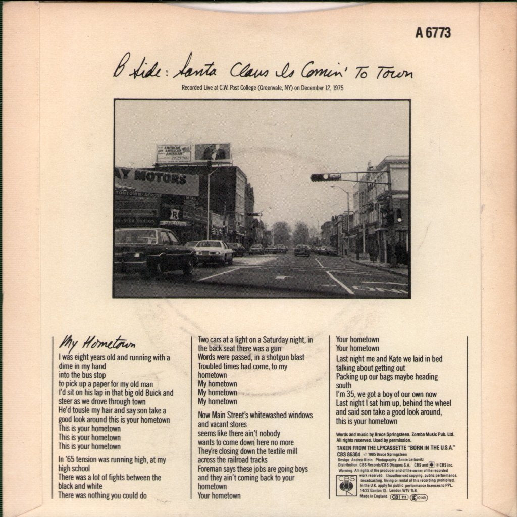 Bruce Springsteen - My Hometown - 7 Inch