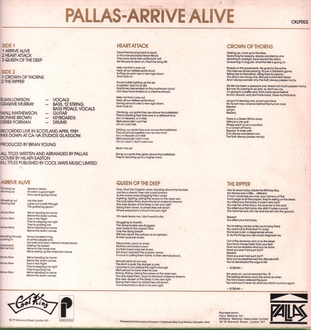 Pallas - Arrive Alive - Lp