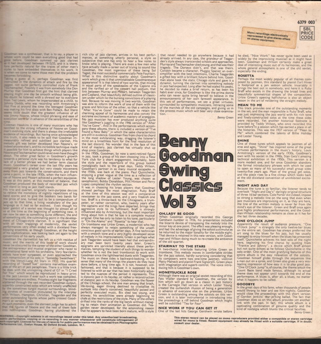 Benny Goodman - Swing Classics 3 - Lp
