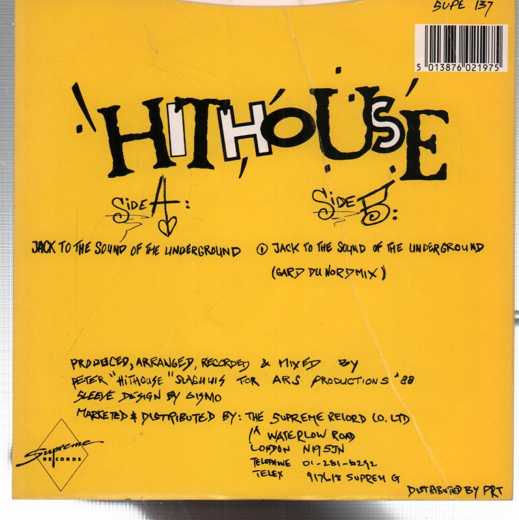 Hithouse - Jack To The Sound Of The Underground - 7 Inch
