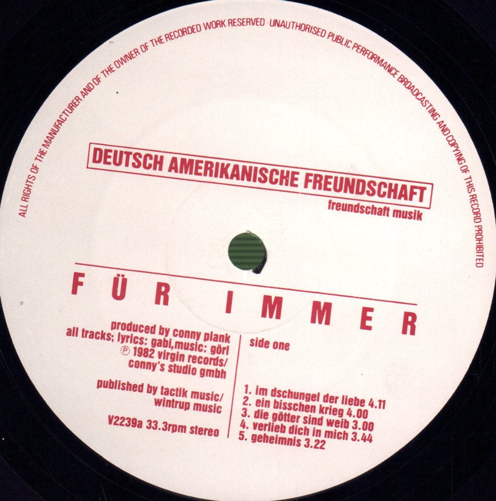 Deutsch Amerikanische Freundschaft - Fur Immer - Lp