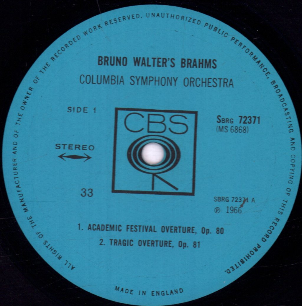 Columbia Symphony Orchestra - Bruno Walter's Brahms - Lp