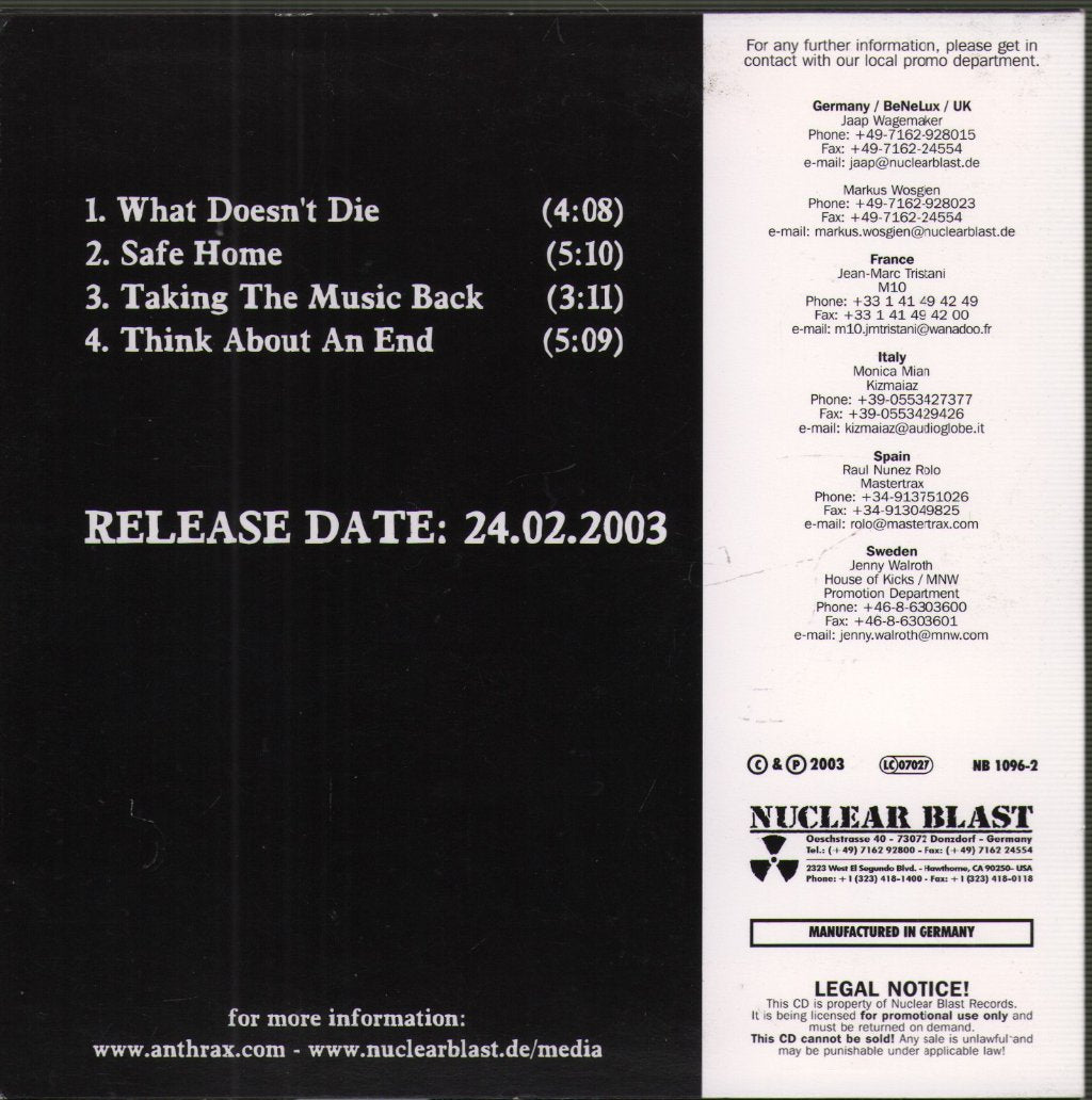 Anthrax - We've Come For You All - Cd