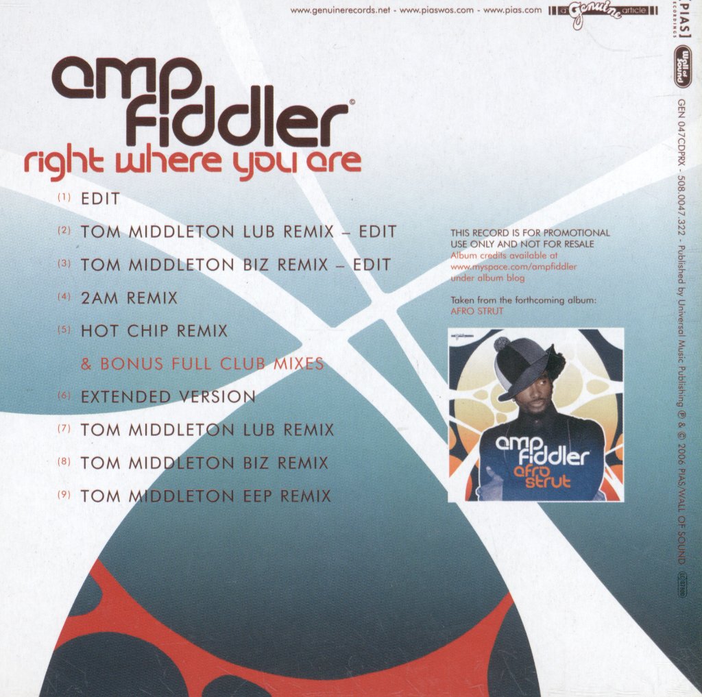 Amp Fiddler - Right Where You Are - Cd