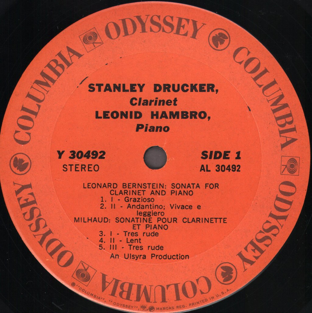 Stanley Drucker / Leonid Hambro - Music For Clarinet & Piano - Lp