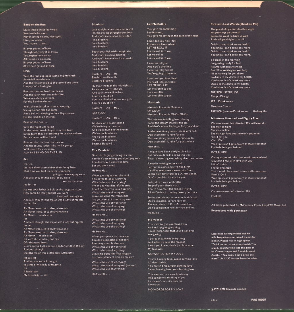 Paul McCartney And Wings - Band On The Run - Lp