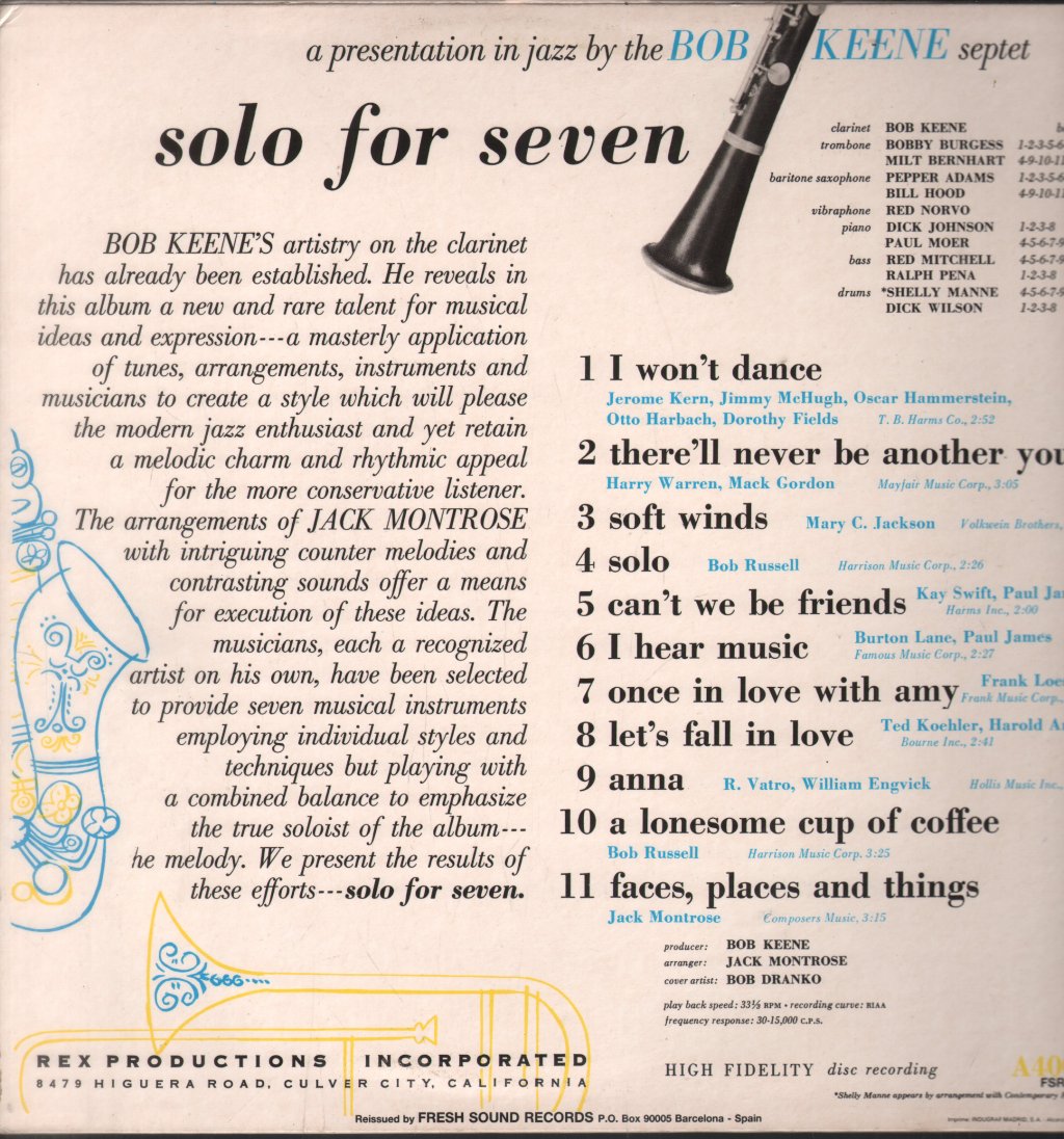 Bob Keene Septet - Solo For Seven - Lp