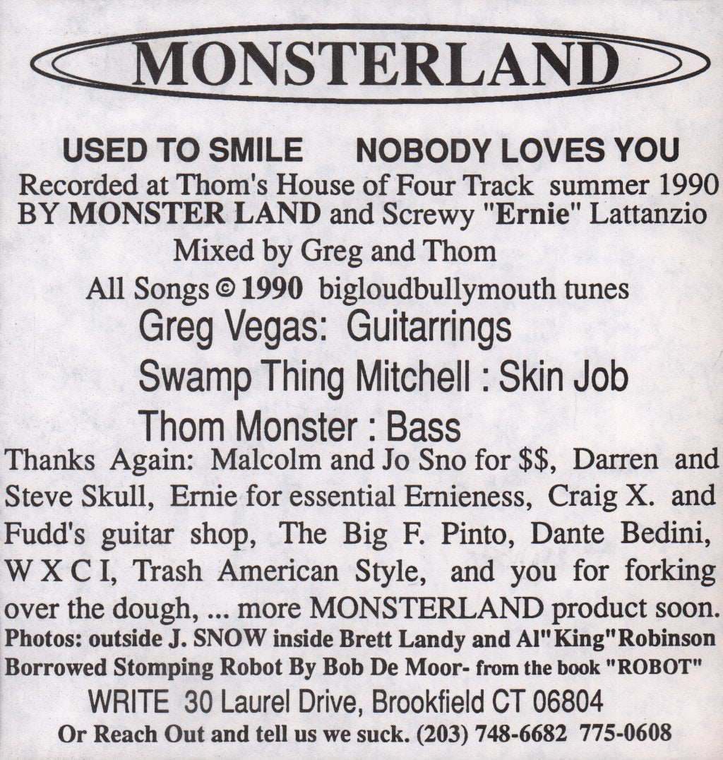 Monsterland - Nobody Loves You - 7 Inch
