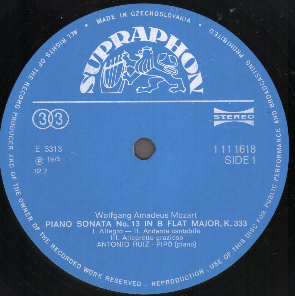 Antonio Ruiz-Pipo - Mozart - Piano Sonatas No 13 In B Flat Major / No.18 In F Major - Lp