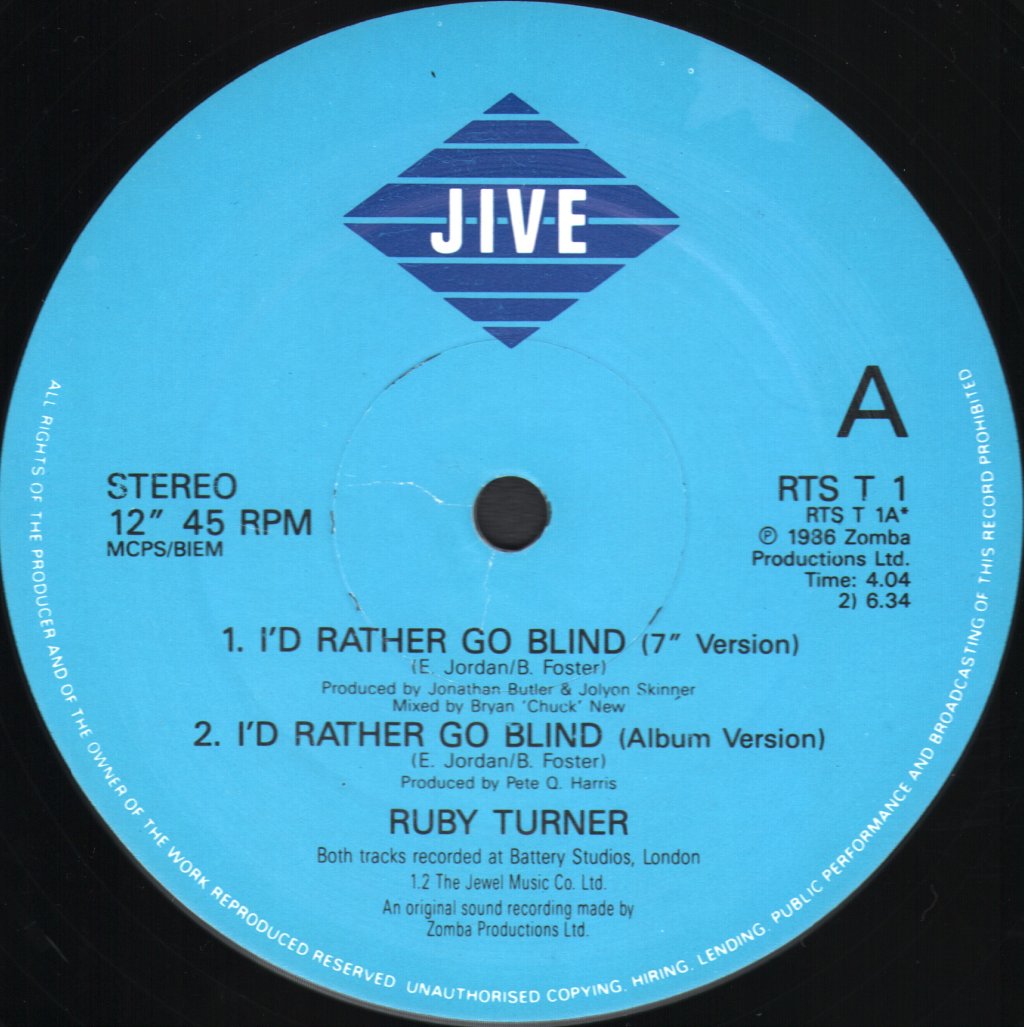 Ruby Turner - I'd Rather Go Blind - 12 Inch