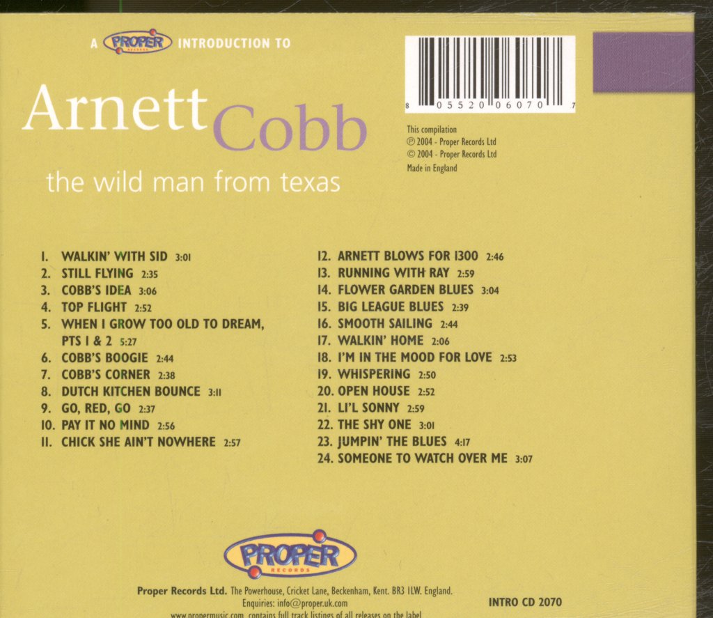 Arnett Cobb - A Proper Introduction To Arnett Cobb: The Wild Man From Texas - Cd