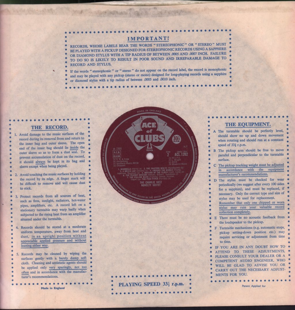 Charlie Katz Novelty Sextet - Every Tuesday 10 a.m. - Lp