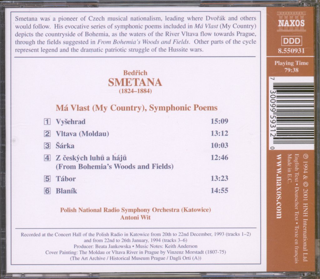 Polish National Radio Symphony Orchestra, Antoni Wit - Smetana - Má Vlast (My Country = Mein Vaterland) - Cd