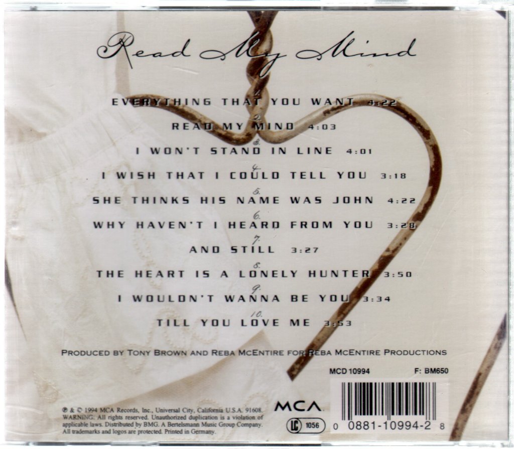 Reba McEntire - Read My Mind - Cd