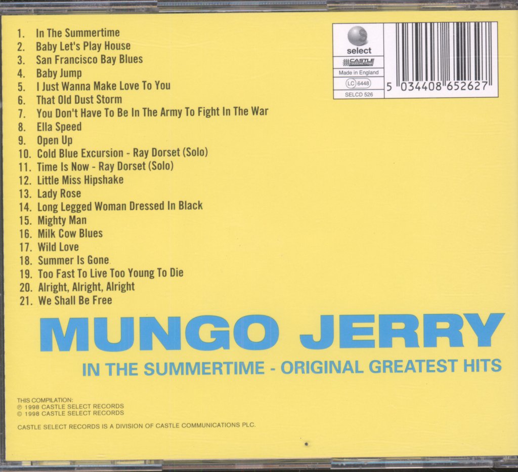 Mungo Jerry - In The Summertime - Original Greatest Hits - Cd
