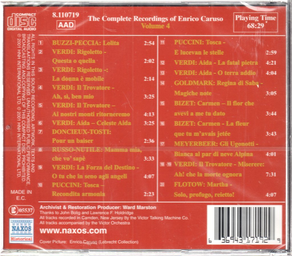 Enrico Caruso - Complete Recordings Volume 4 - Cd