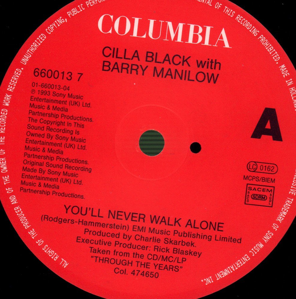 Cilla Black With Barry Manilow - You'll Never Walk Alone - 7 Inch
