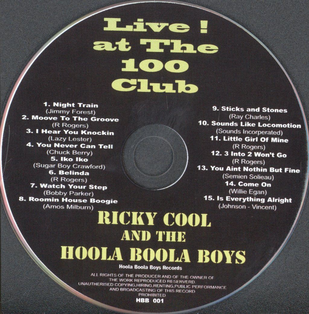 Ricky Cool And The Hoola Boola Boys - Live At The 100 Club - Cd