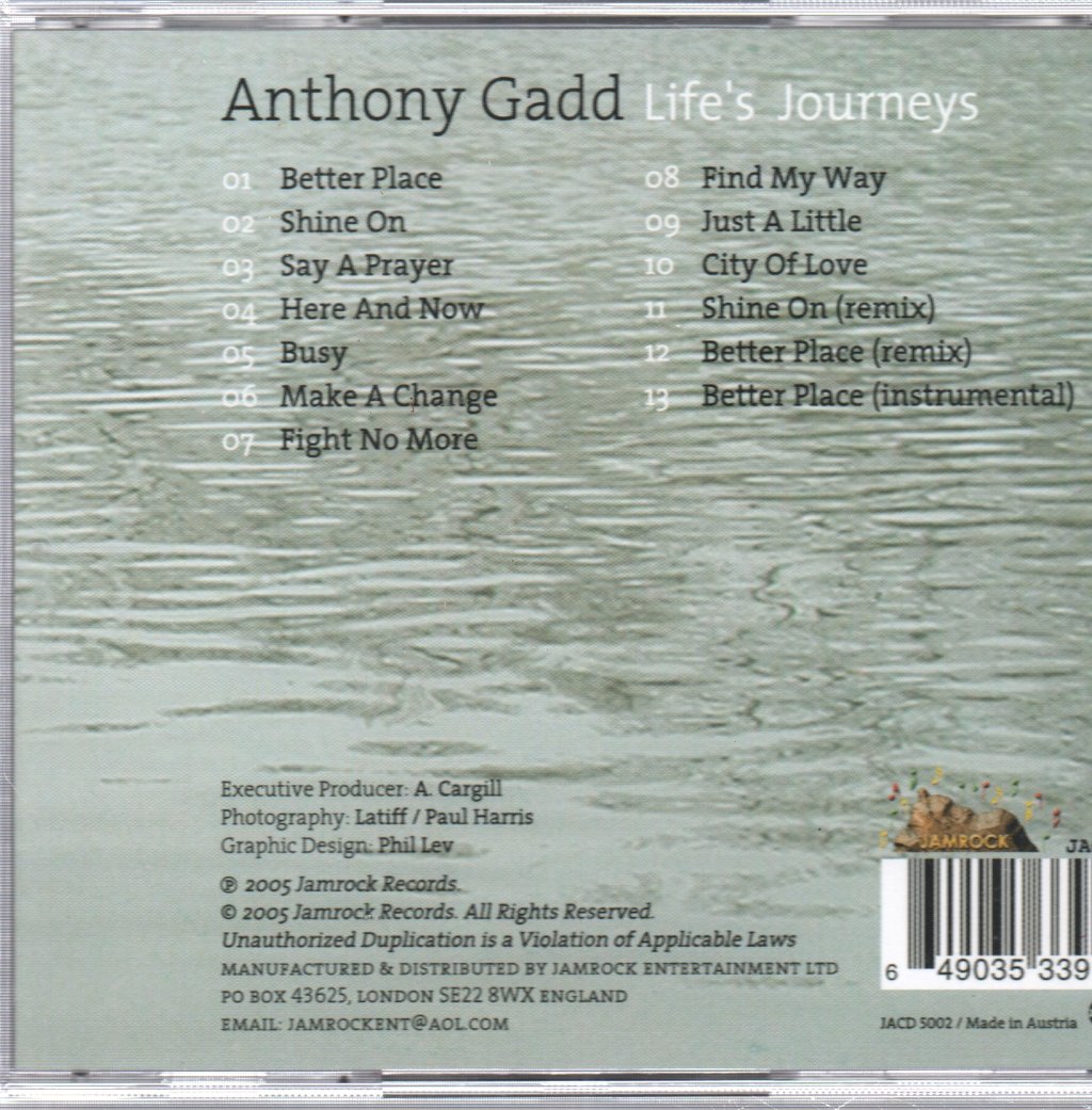 Anthony Gadd - Life's Journeys - Cd