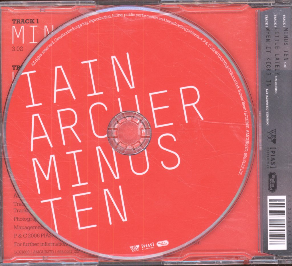 Iain Archer - Minus Ten - Cd
