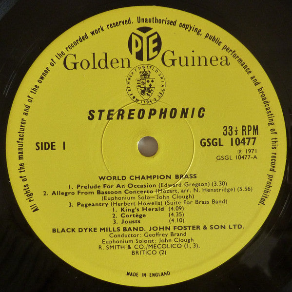 Black Dyke Mills Band - World Champion Brass - Lp