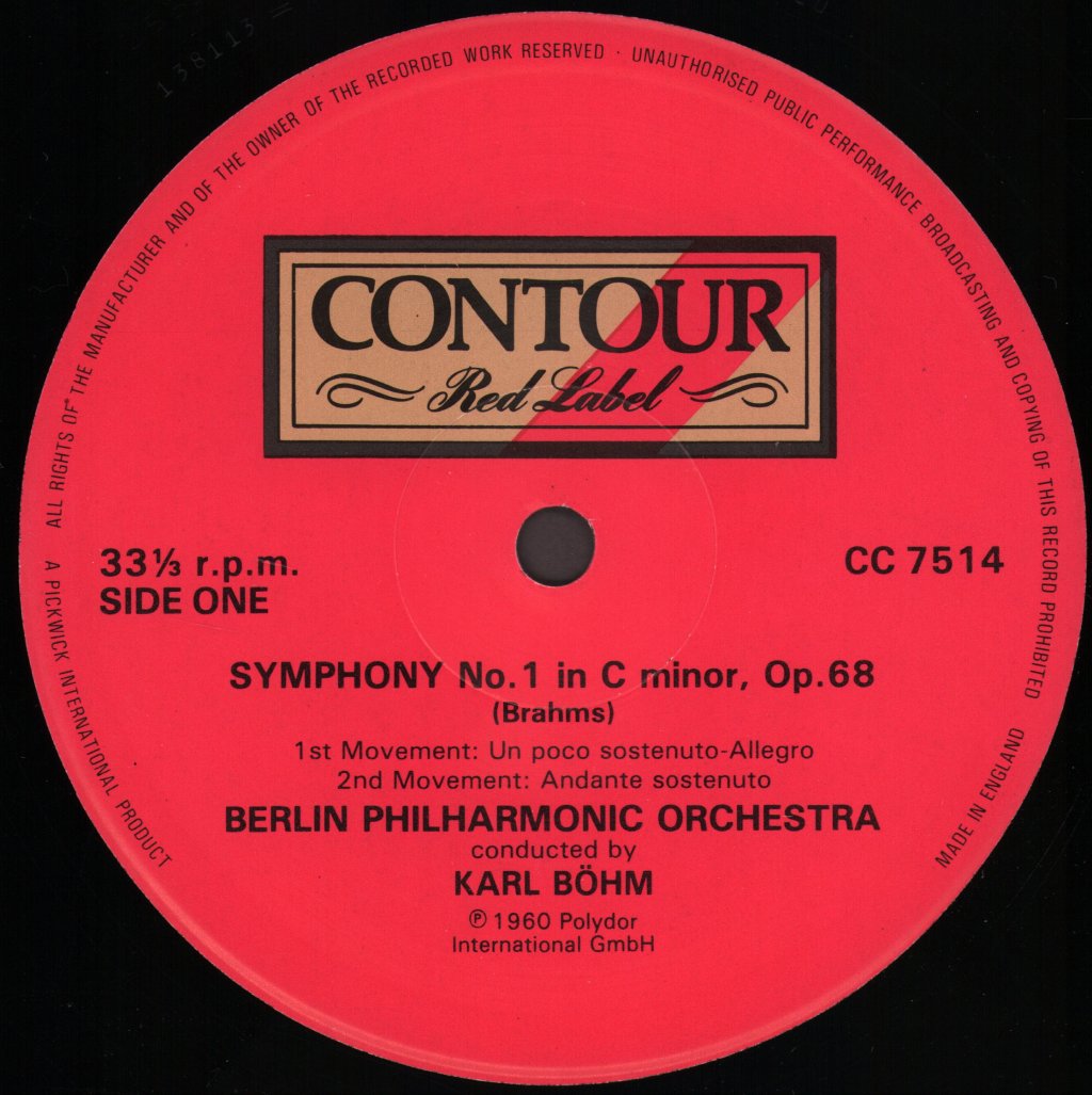 Karl Bohm / Berlin Philharmonic Orchestra - Brahms - Symphony No. 1 In C Minor - Lp